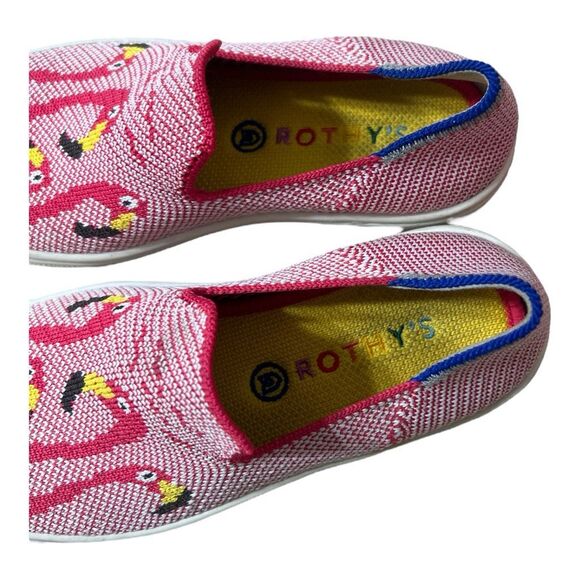 Rothy's Red Flamingo Pattern Youth The Kids Shoes Sneaker Size 12 Flat Pull On. - Picture 6 of 10